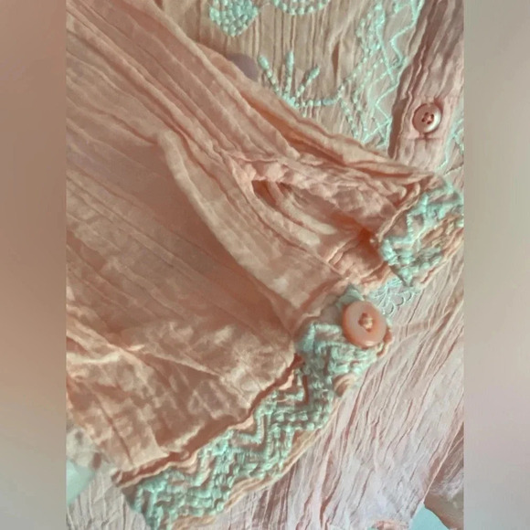 Sonoma Peach Embroidered Gauze Shirt XL - Picture 4 of 8